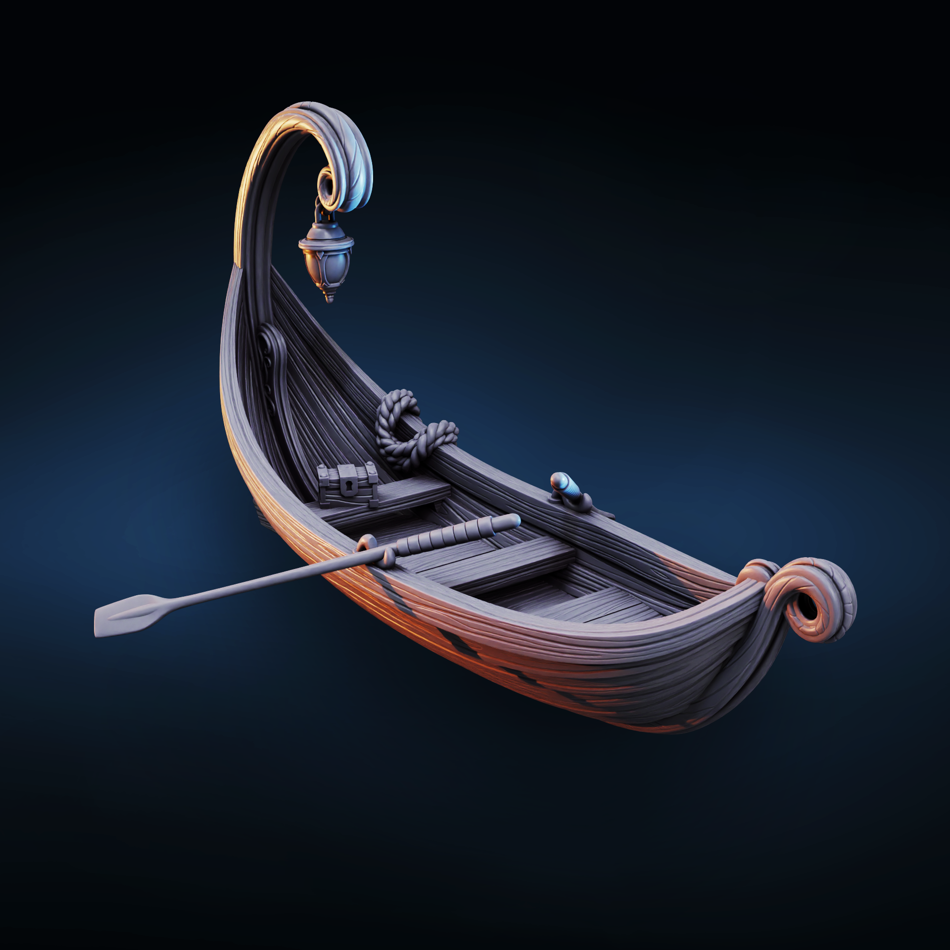 Elegant Rowboat | Noble / Elven River Boat Scatter Scenery